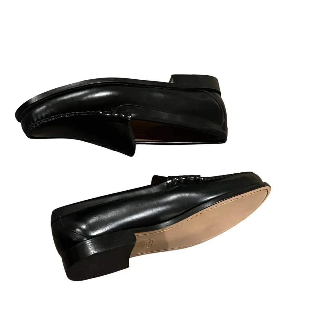J. Crew Men's Penny Loafers Shoes Comfort Leather Round-Toe Black Size 10 NWOB